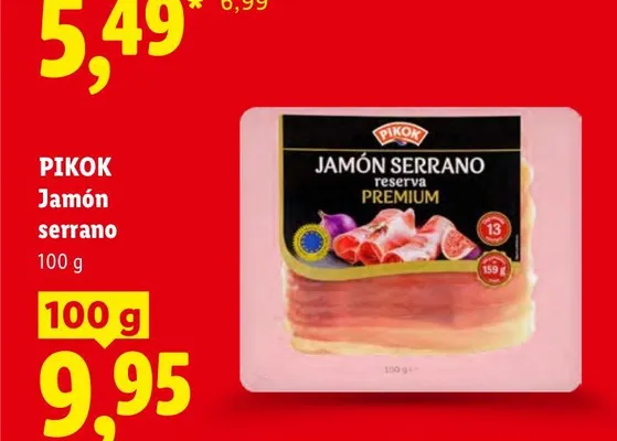 Szynka Jamón serrano Pikok promocja w Lidl
