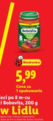 Danie dla dzieci po 8 m-cu barszcz ukraiński Bobovita promocja w Lidl