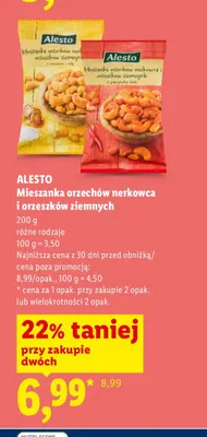 Mieszanka orzechów nerkowca i orzeszków ziemnych Alesto promocja w Lidl