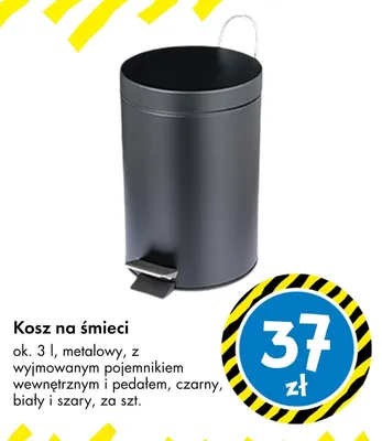 Kosz na śmieci metalowy z pedałem 3 l promocja w Tedi