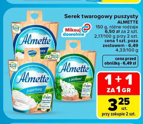 Serek twarogowy puszysty Almette jogurtowy promocja w Carrefour