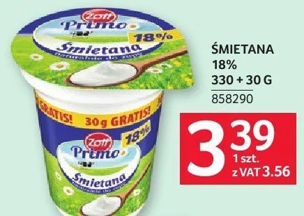 Śmietana 18% promocja w Selgros