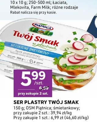 Ser w plastrach Twój Smak śmietankowy Piątnica promocja w Stokrotka