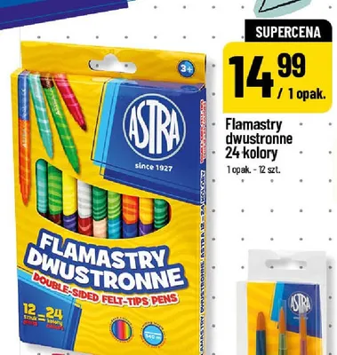 Flamastry dwustronne 24 kolory Astra promocja w POLOmarket