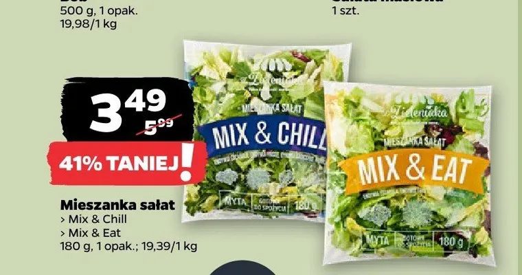 Mieszanka sałat Zieleniak Mix & Eat promocja w Netto