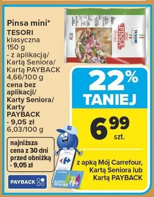 Pinsa mini klasyczna Tesori promocja w Carrefour