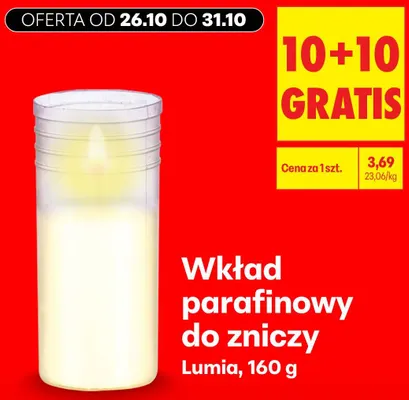 Wkład parafinowy do zniczy Lumia promocja w Biedronka