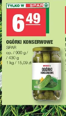 Ogórki konserwowe SPAR promocja w SPAR