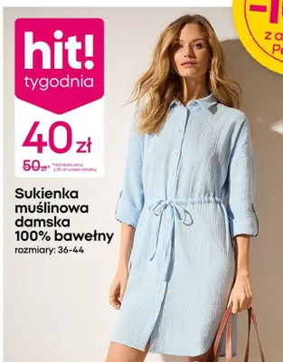 Sukienka muślinowa damska 100% bawełny rozmiary 36-44 promocja w Pepco