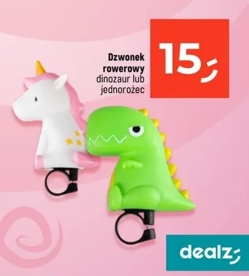 Dzwonek rowerowy dinozaur lub jednorożec promocja w Dealz