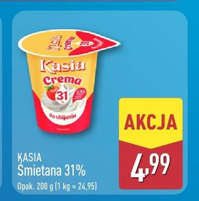 Śmietana 31% Kasia promocja w Aldi