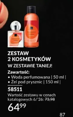 Zestaw 2 kosmetyków Avon Perfect Nonsense Peppery Peaches woda perfumowana i żel pod prysznic promocja w AVON