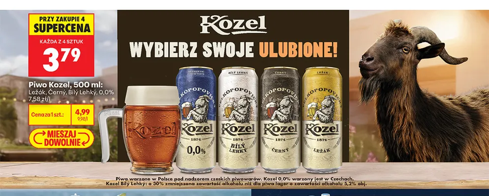 Piwo Kozel Ležák promocja w Biedronka