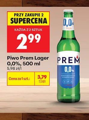 Piwo bezalkoholowe Prem Lager promocja w Biedronka