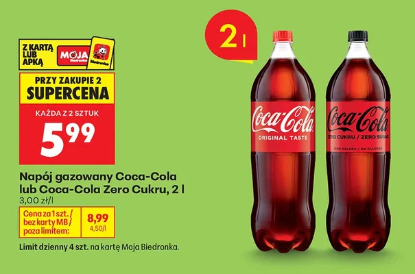 Napój gazowany Zero Cukru 2l promocja w Biedronka