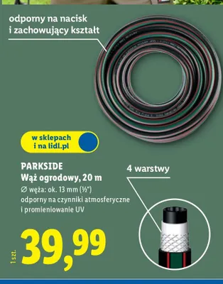 Wąż ogrodowy, 20 m promocja w Lidl