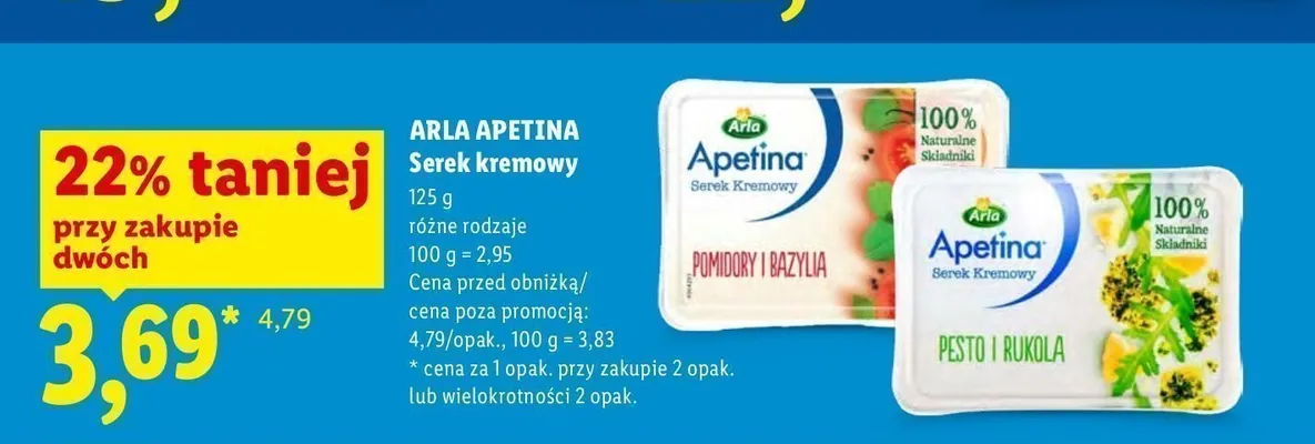 Serek kremowy Apetina Pesto i Rukola promocja w Lidl