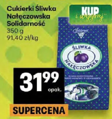 Cukierki Śliwka Nałęczowska Solidarność 350g 91,40zł/kg promocja w Delikatesy Centrum