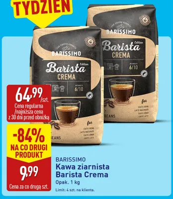 Kawa ziarnista Barista Crema Barissimo promocja w Aldi