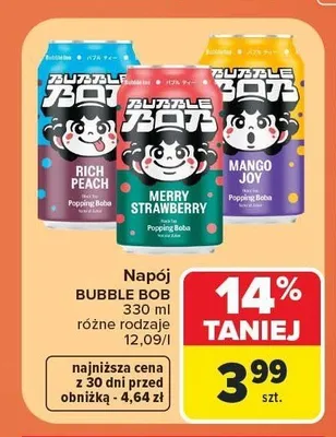 Napój Bubble Bob Merry Strawberry promocja w Carrefour