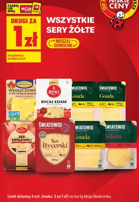 Ser żółty Gouda Światowid w plastrach promocja w Biedronka