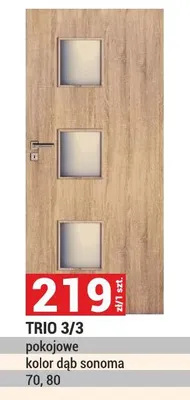 Drzwi Trio 3/3 pokojowe kolor dąb sonoma promocja w Merkury Market