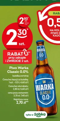 Piwo bezalkoholowe Warka Classic promocja w Żabka