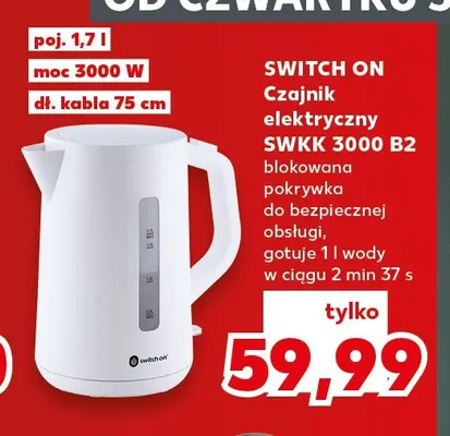 Czajnik elektryczny Swkk 3000 B2 Switch On promocja w Kaufland