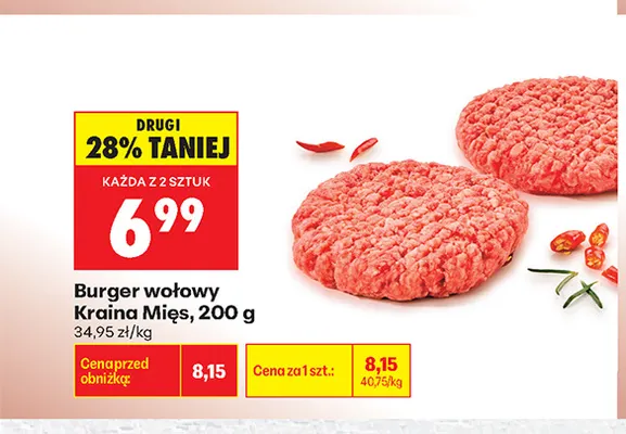 Burger wołowy Kraina Mięs promocja w Biedronka