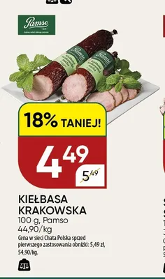Kiełbasa krakowska Pamso promocja w Chata Polska