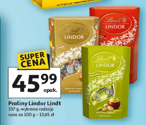 Praliny Lindor, wybrane rodzaje promocja w Auchan