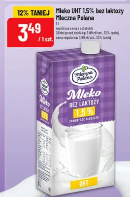 Mleko UHT 1,5% bez laktozy promocja w POLOmarket