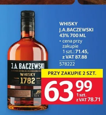 Whisky J.A. Baczewski promocja w Selgros
