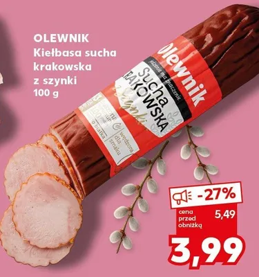 Kiełbasa sucha krakowska z szynki promocja w Kaufland