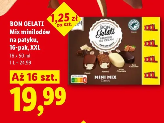 Mix minilodów na patyku Bon Gelati 16-pak XXL promocja w Lidl