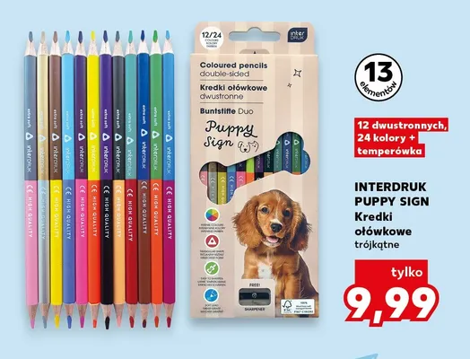 Kredki ołówkowe trójkątne Interdruk Puppy Sign promocja w Kaufland