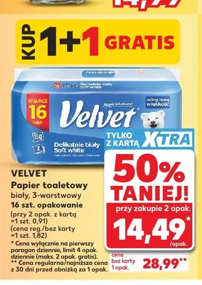 Papier toaletowy Velvet Delikatnie biały promocja w Kaufland
