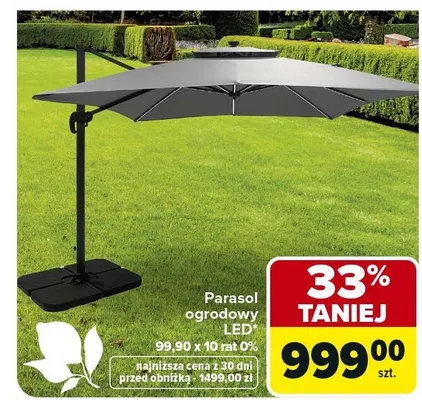 Parasol ogrodowy LED promocja w Carrefour