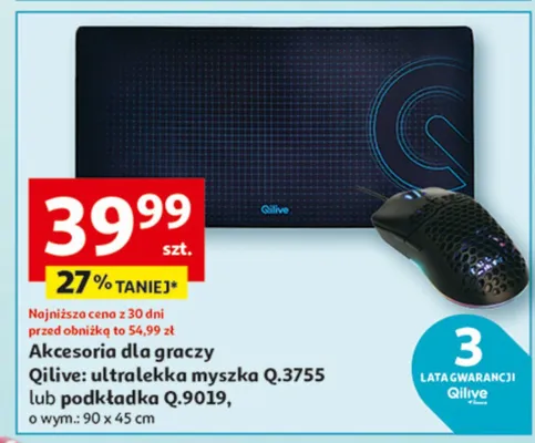 Akcesoria dla graczy ultralekka myszka lub podkładka promocja w Auchan
