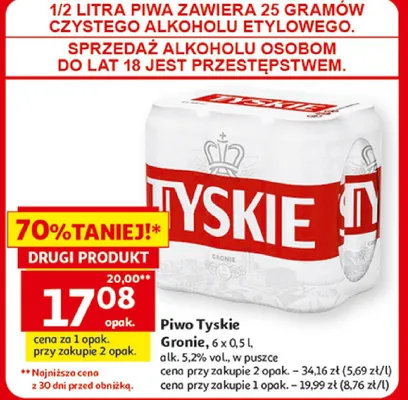 Piwo Tyskie Gronie w puszce promocja w Auchan