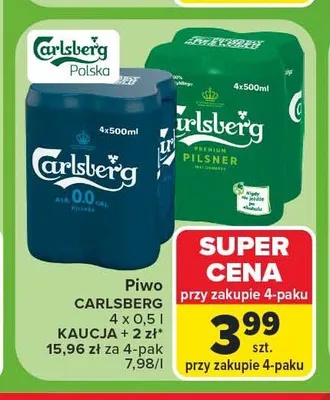 Piwo Carlsberg Pilsner 4-pak 500 ml promocja w Carrefour