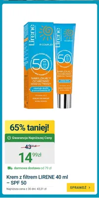 Krem z filtrem Lirene SPF 50 promocja w ERLI