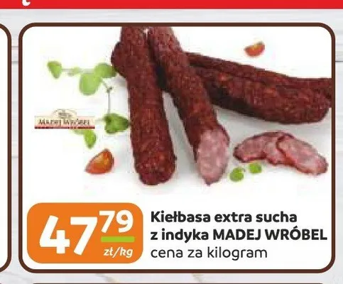 Kiełbasa extra sucha z indyka Madej Wróbel promocja w Gama