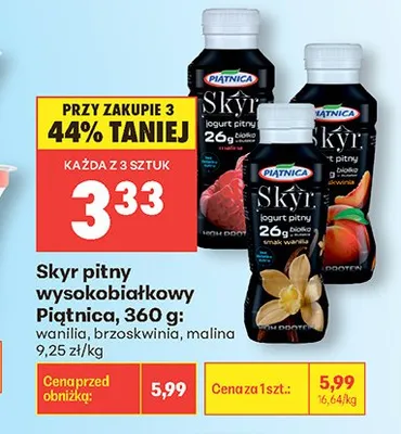 Skyr pitny wysokobiałkowy Piątnica malina promocja w Biedronka