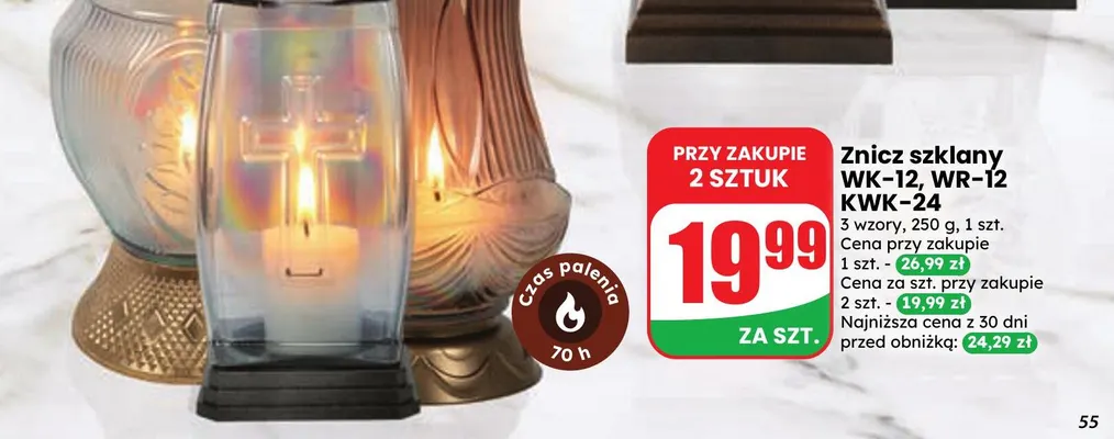 Znicz szklany WR-12 promocja w Dino