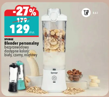 Blender personalny Sponge bezprzewodowy miętowy 0,6l promocja w Biedronka Home