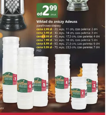 Wkład do zniczy parafinowo-olejowy 3D Adeuss promocja w Marketvita