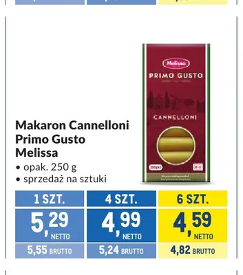 Makaron cannelloni Primo Gusto Melissa promocja w Makro