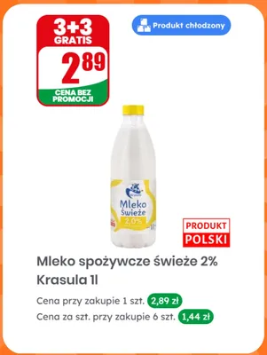 Mleko spożywcze świeże 2% Krasula promocja w Dino