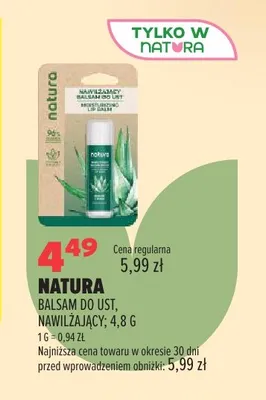 Balsam do ust nawilżający Natura promocja w Drogerie Natura